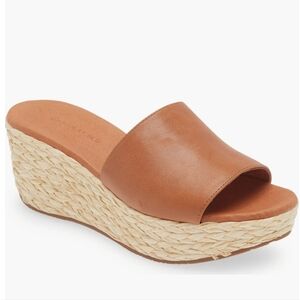 Chocolat Blu Women's Yuri Espadrille Platform Wedge Slide Leather Sandals Camel